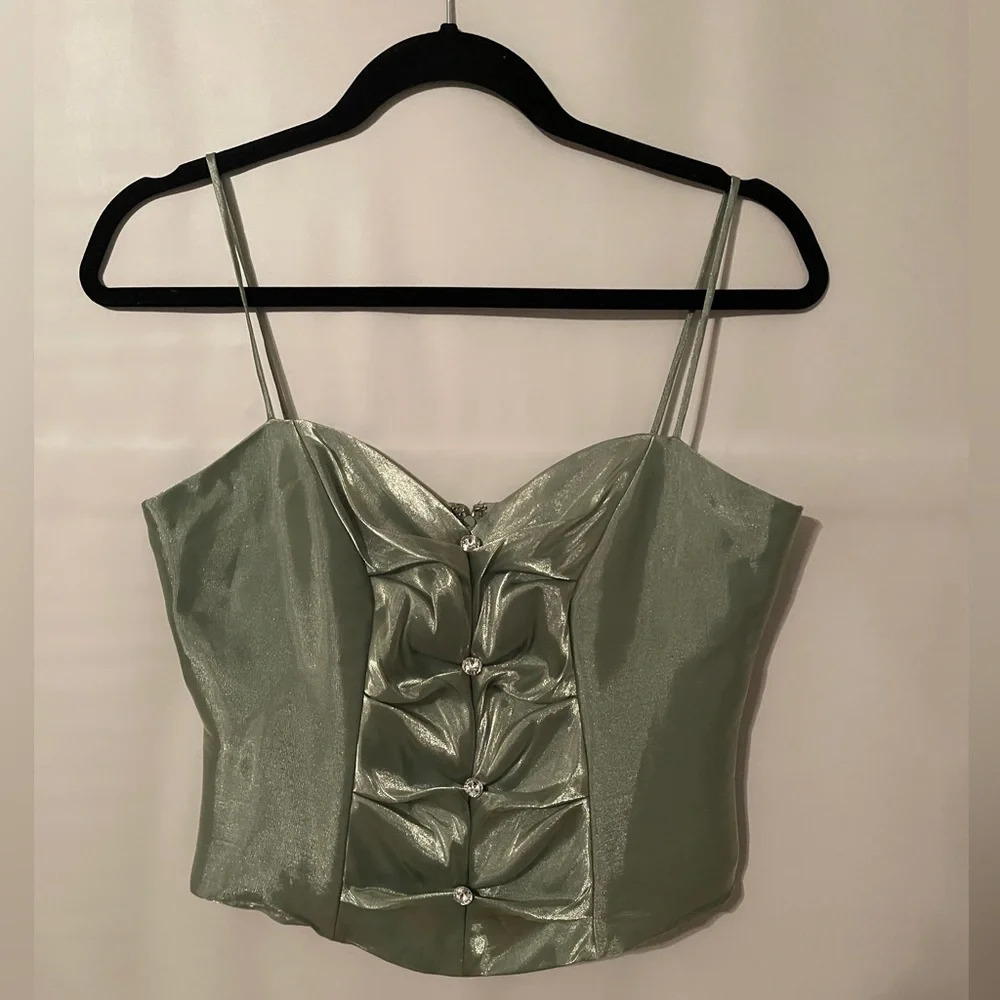 JR Nites Satin Green Top
